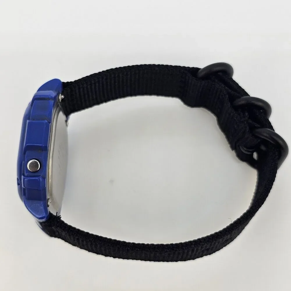 CASIO Illuminator 43MM Blue Tone Case Digital Men's Watch New Black Canvas Bands
